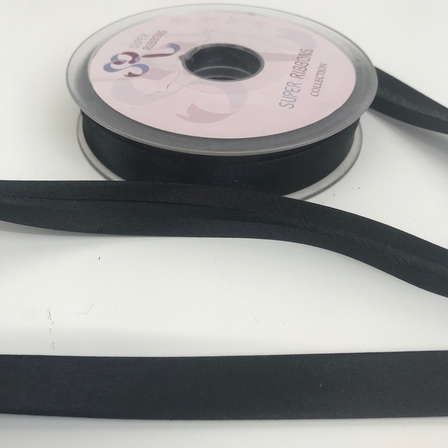 Satin Bias Binding 19mm Black 25 metre reel