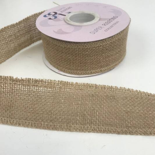 Cut Hessian Ribbon 50mm Natural 10 metre reel