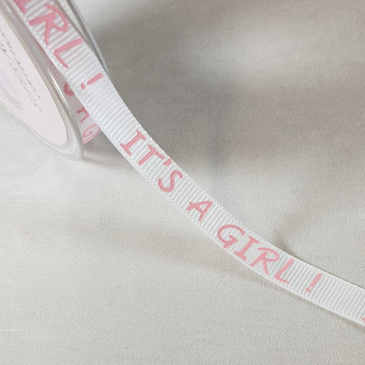 It’s a Girl Pink on White 9mm x 20 metres