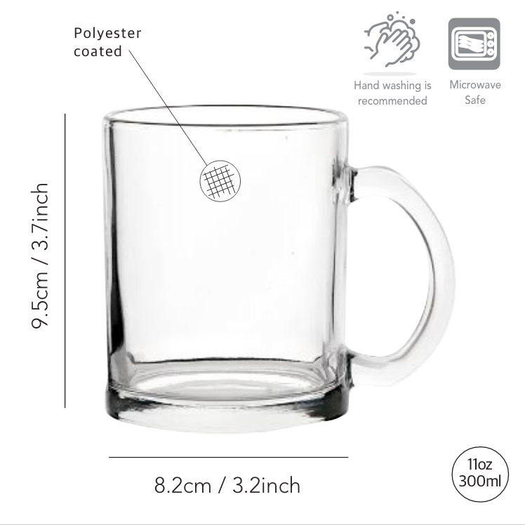 Simply Creative Sublimation Mugs in boxes Transparent Glass 11OZ - 36pcs