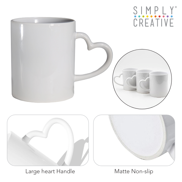 Simply Creative Sublimation Mugs in Boxes - White Heart 11OZ - 36pcs
