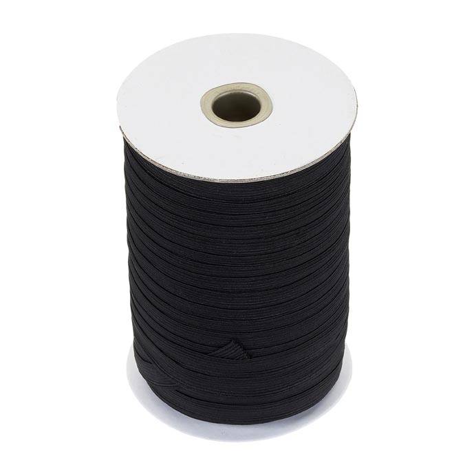 Elastic Braided 16 cord Black 100 metre roll