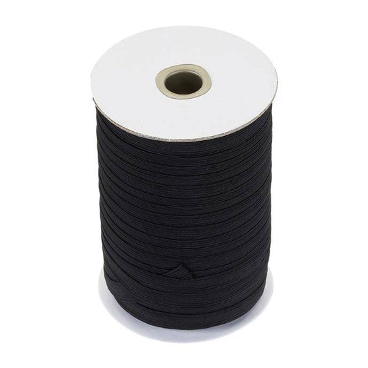 Elastic Braided 16 cord Black 100 metre roll