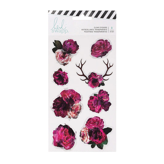 Heidi Swapp Hawthorne Clear Stickers Floral 8 pieces