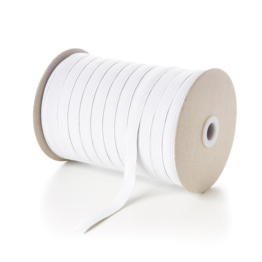 Elastic Braided 12 cord White 150 metre roll