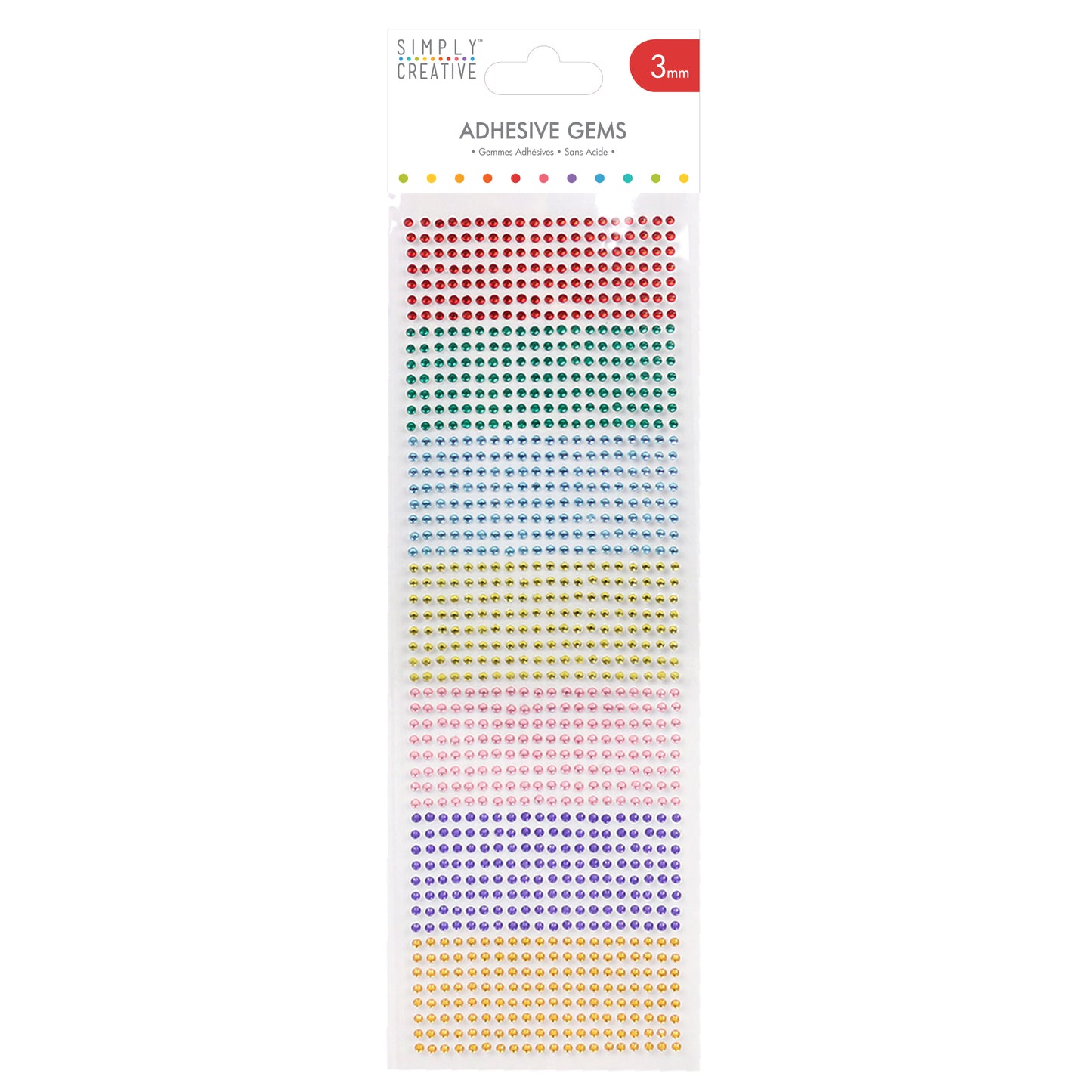 Simply Creative 3mm Gems - 1080 Pack Rainbow