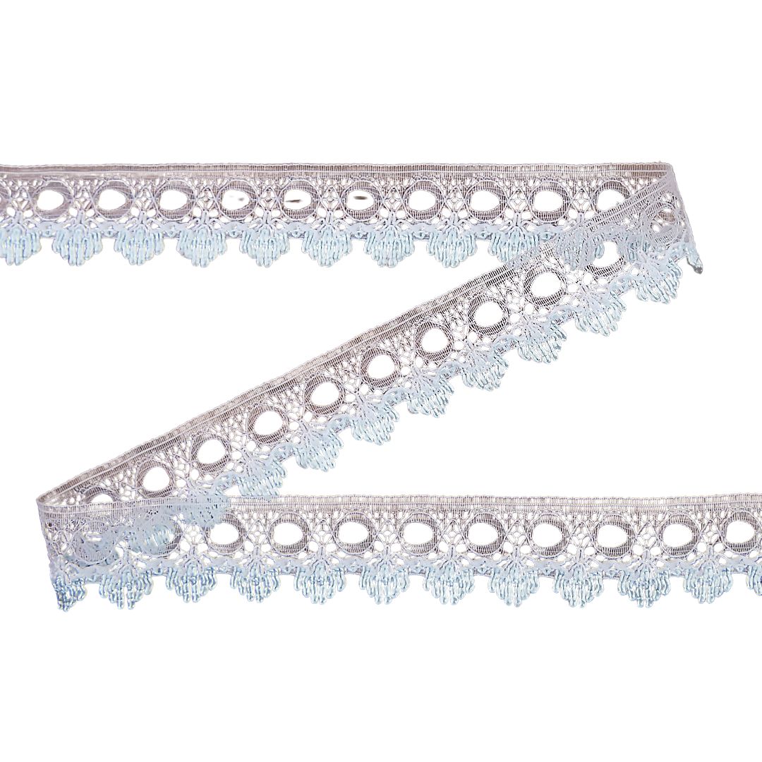 Eyelet Knitting in Lace 18mm White/Blue - 43m Rolls