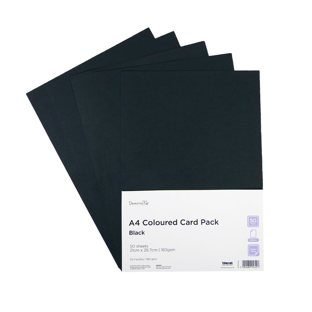 DCCRD006 Dovecraft - A4 Coloured Card Pack - Black - Product Image 2.jpg