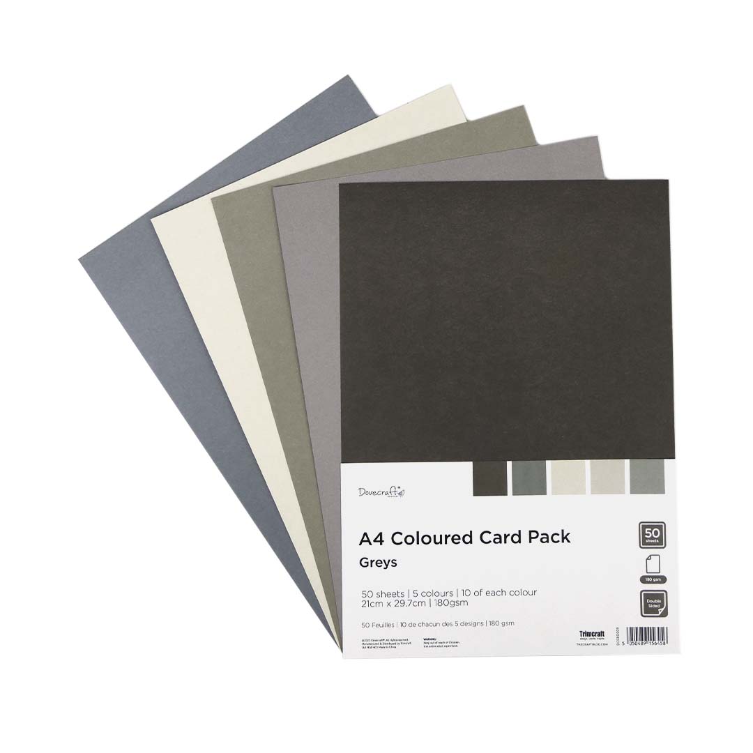 DCCRD009 Dovecraft - A4 Coloured Card Pack - Greys - Product Image 2.jpg