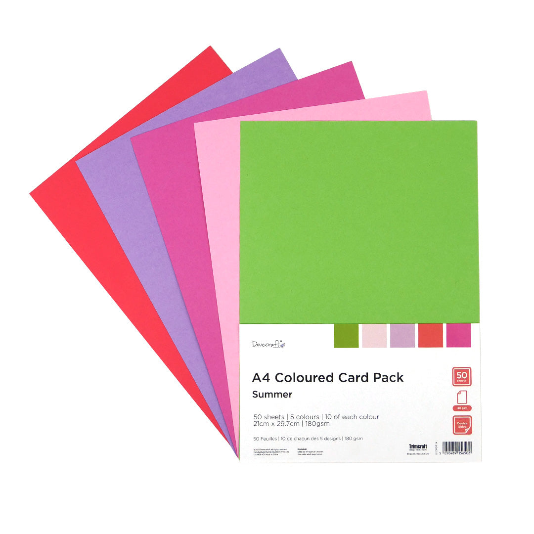 DCCRD014 Dovecraft - A4 Coloured Card Pack - Summer - Product Image 2.jpg