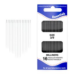 Essentials Hand Sewing Needles Milliners 3/9 box 10 sleeves