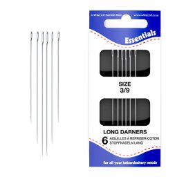 Essentials Hand Sewing Needles Long Darners 3/9 box 10 sleeves