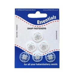 Essentials Press Studs Plastic White 15mm box 10 cards x 6 sets