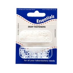Essentials Press Studs Plastic White 9mm box 10 cards x 15 sets